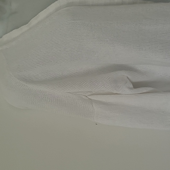 Eileen Fisher Linen and Cotton Blend Open Front Knit flowy Cardigan in white - Picture 5 of 10